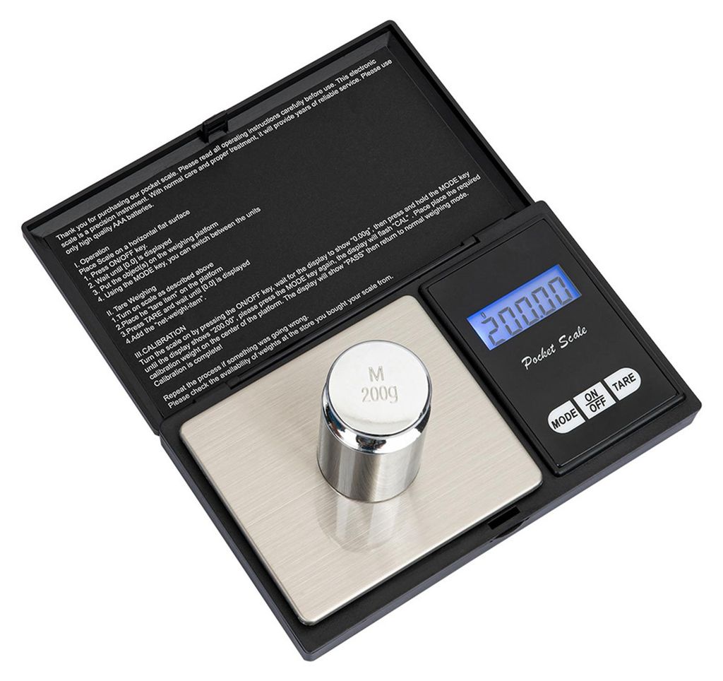 Digitale Taschenwaage 200 g, 0,01 g, Schmuckwaage, Umrechnung in 4 Einheiten, Miniwaage mit HD-Display