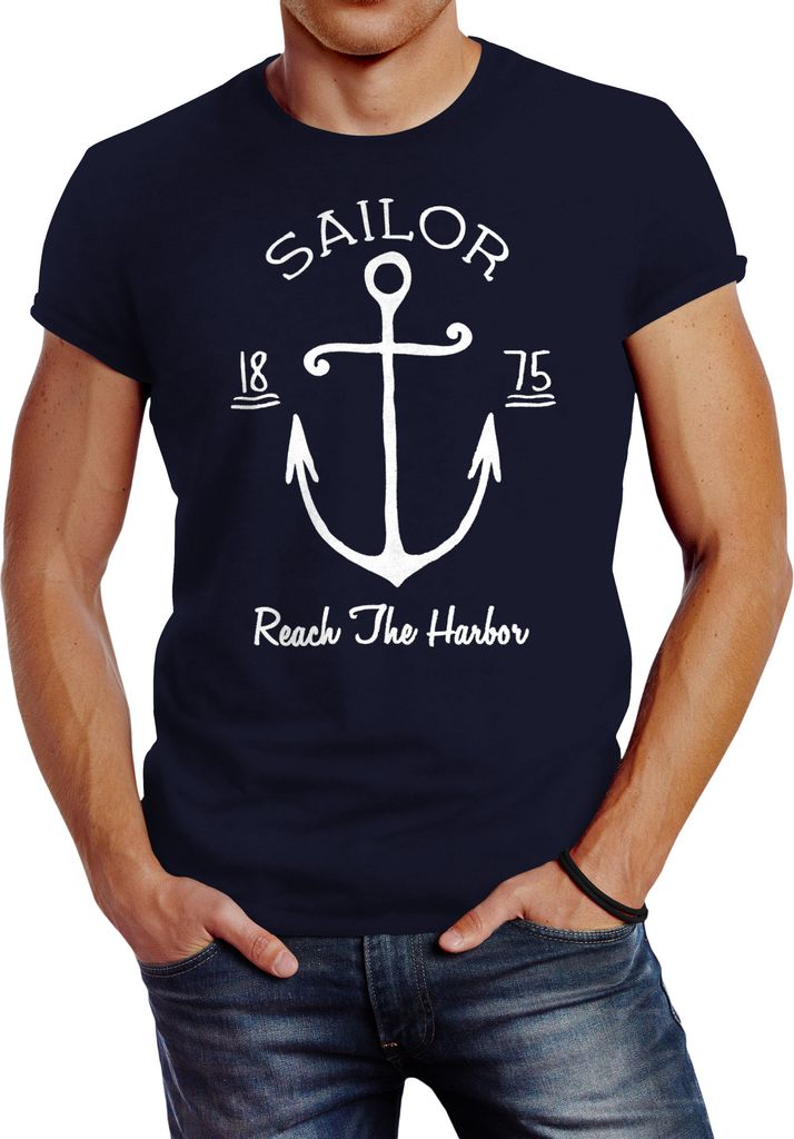 Herren T-Shirt Anker Spirit Vintage Segeln Vintage Slim Fit Neverless navy 4XL