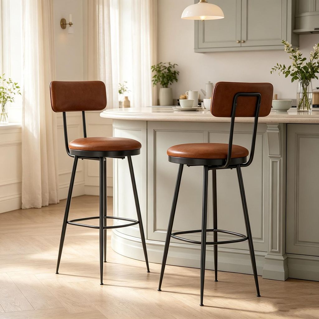 INONEFT Barhocker 2er-Set mit Rückenlehne, Industrie-Design Produktbild 