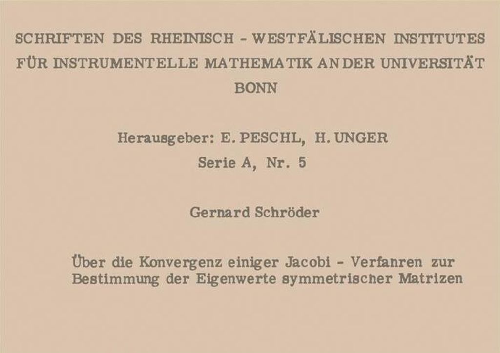 Über die Konvergenz einiger Jacobi-Verfahren zur Bestimmung der Eigenwerte symmetrischer Matrizen