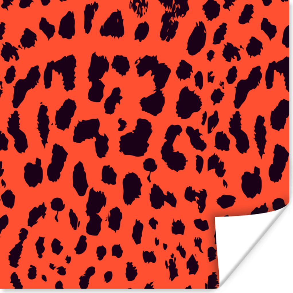 MuchoWow Poster Tierprint - Panther - Rot - Schwarz 30x30 cm - Wandposter - Printing