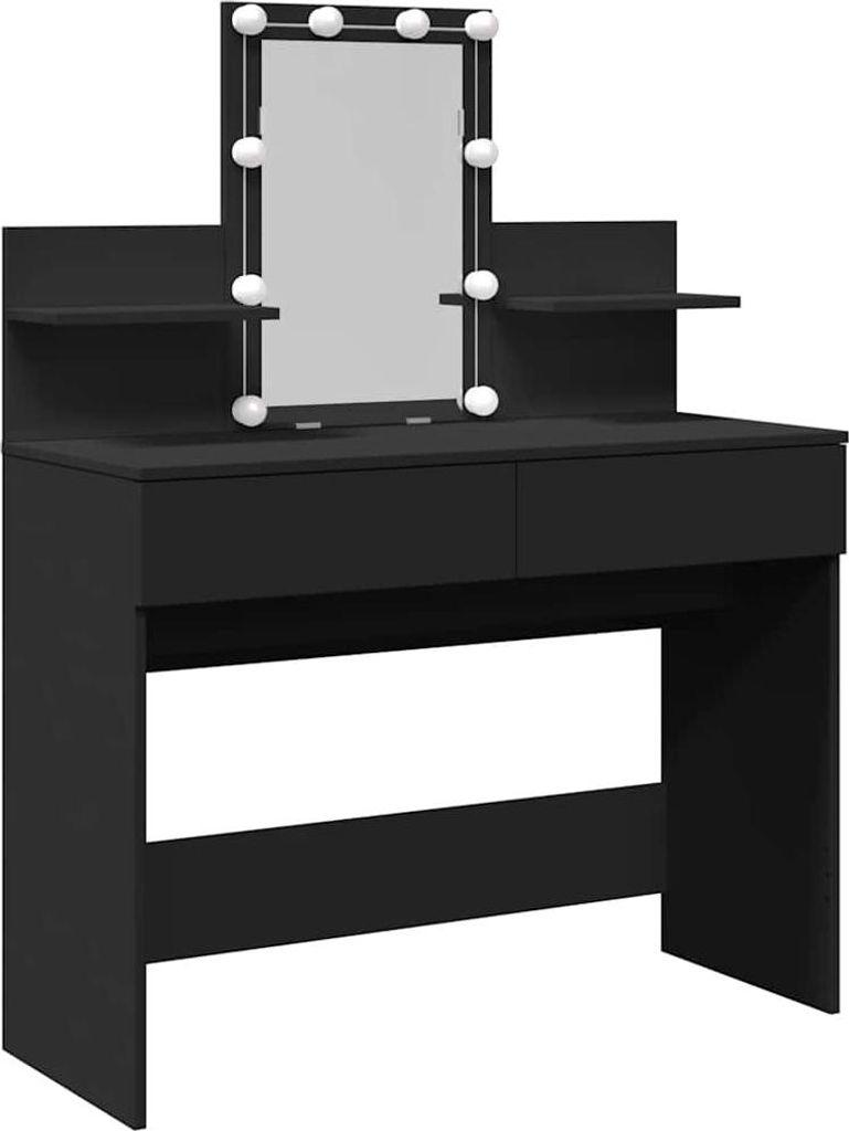 vidaXL Schminktisch mit LED-Beleuchtung Schwarz 100x40x130 cm