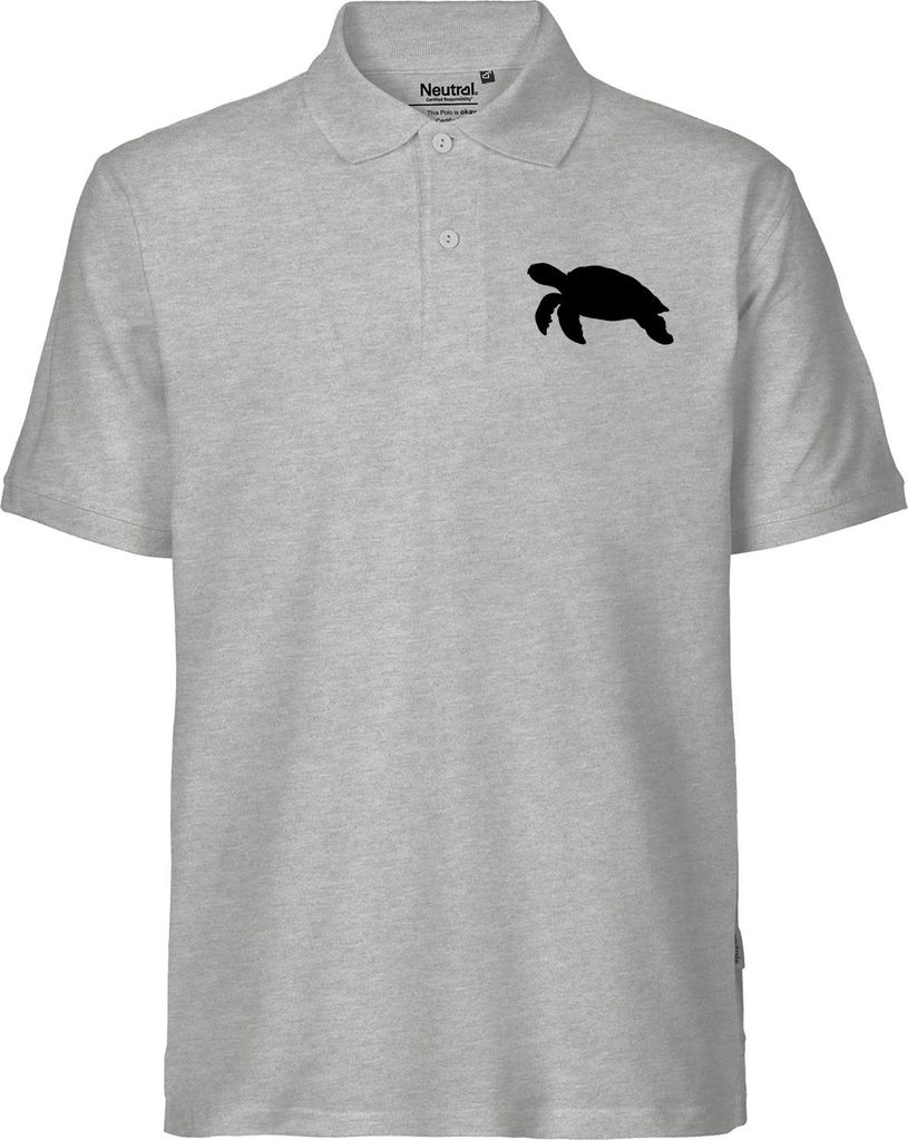 Huuraa Herren Polo Shirt Schildkröte Silhouette XXL Sport Grey Bio Baumwolle Fairtrade Poloshirt Geschenkidee