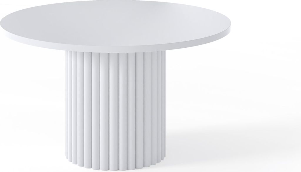 BETTSO Tisch VIRELO Moderner weißer Couchtisch mit minimalistischem Charakter, pulverbeschichtetes Metallgestell, Ø 67 cm