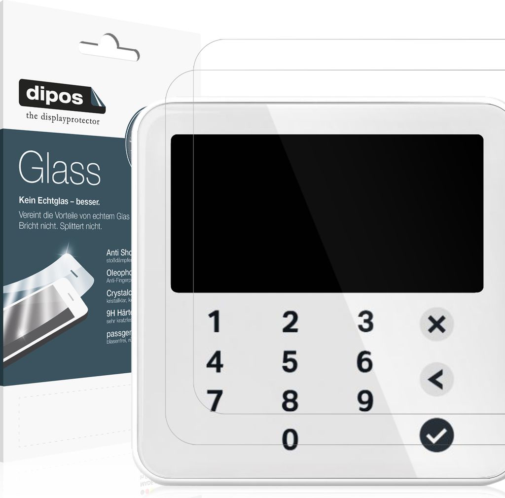 2x Schutzfolie für SumUp Solo Lite - Anti-Shock 9H Folie dipos Glass Kunststoffglas
