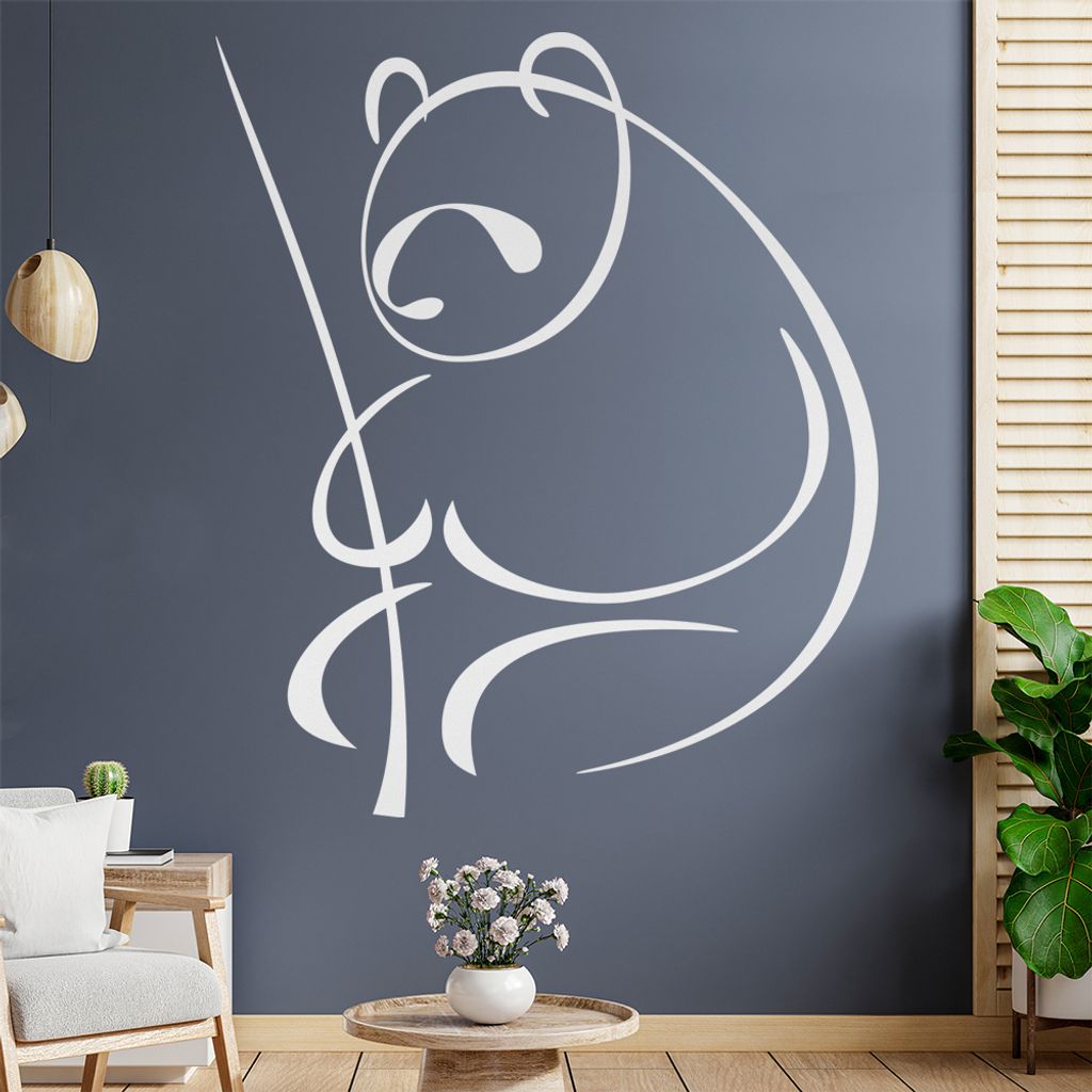 Panda Linien Wandtattoo in 6 Größen - Wandaufkleber Wall Sticker - Dekoration, Küche, Wohnzimmer, Schlafzimmer, Badezimmer