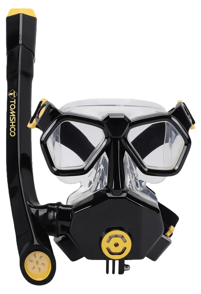 Masque de plongée compact jaune système Dry Top et jupe silicone souple