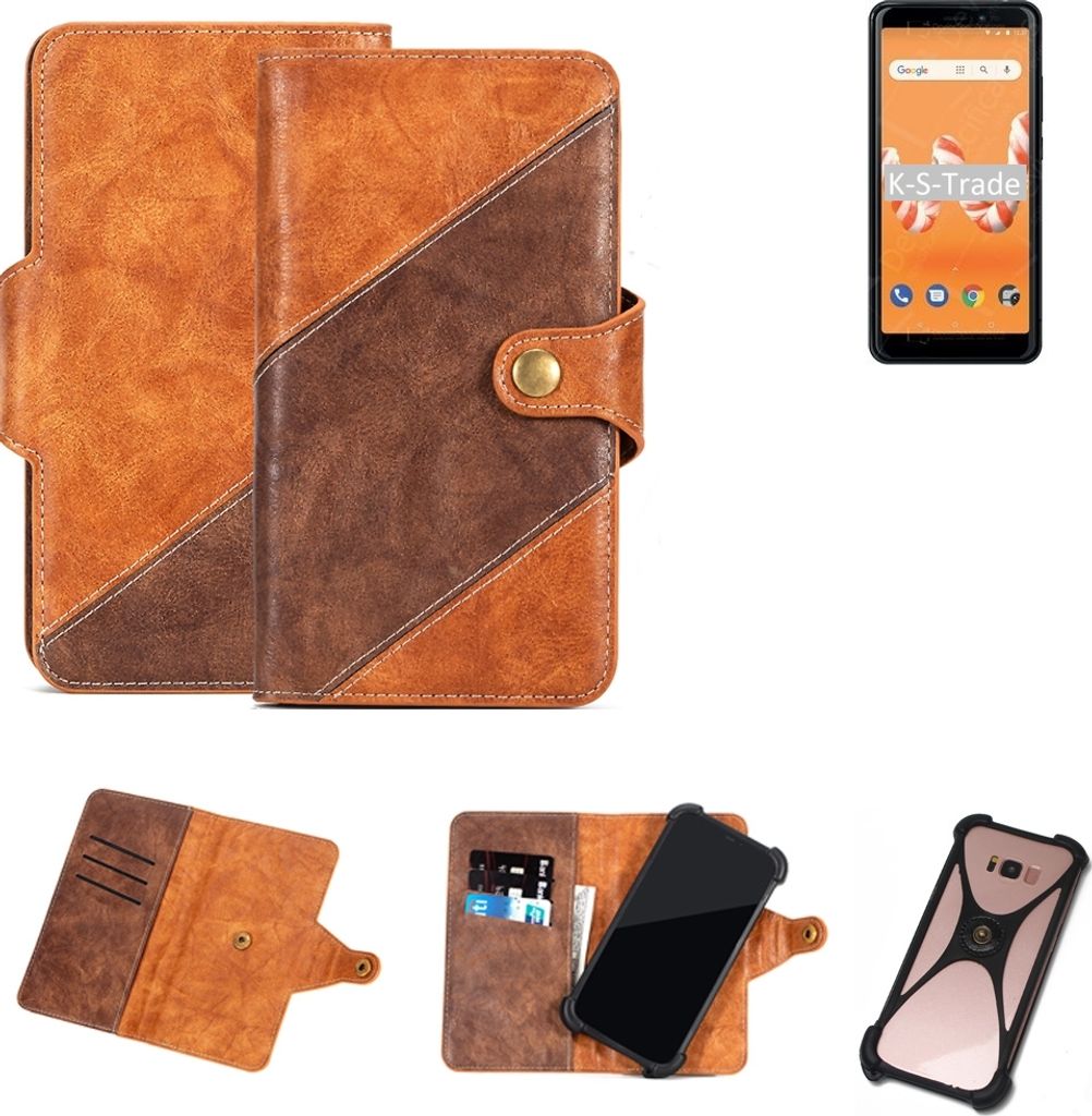 K-S-Trade Handy-Hülle Schutz-Hülle Bookstyle Case Wallet-Case kompatibel mit Wiko Sunny 3 Plus Handy Cover Bumper Kantenschutz Smartphone