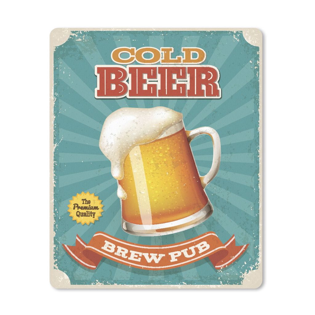 MuchoWow Mauspad Mousepad Mannshöhle - Bier - Vintage - Banner 19x23 cm - Mousepads - Maus Mat - Pad - Mausunterlage - Mauspads - Spielen