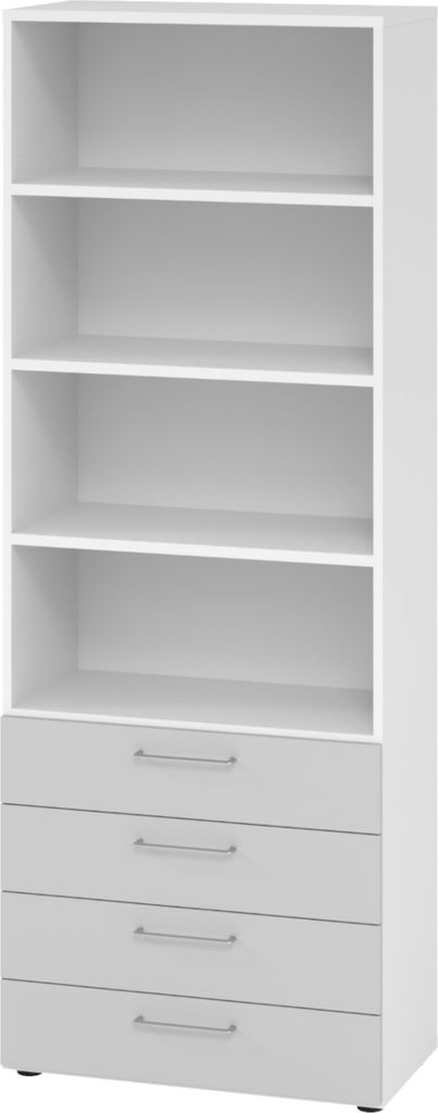 bümö smart Schubladen Regal - 4 Schübe - Nachbildung: Weiß/Grau