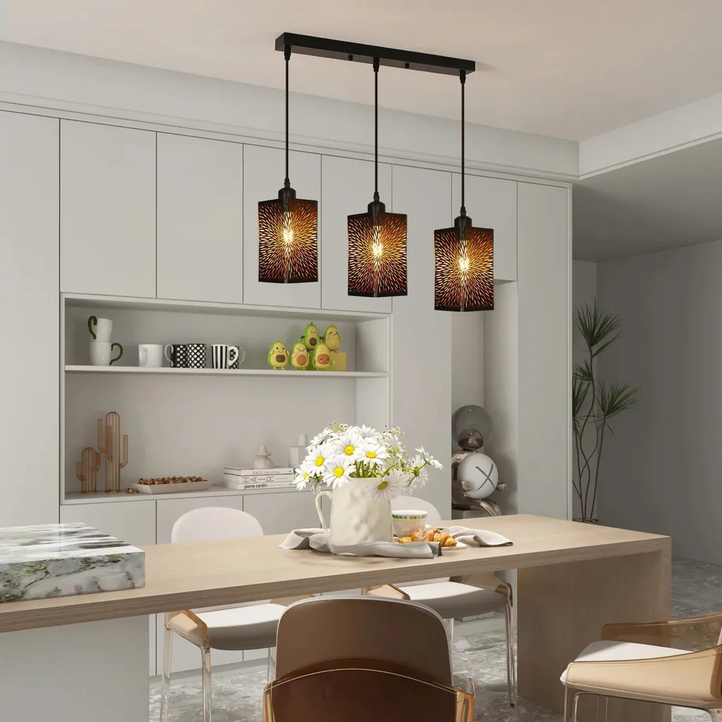 Suspension Noire 3 Feux E27 : Solution Éclairage Plafond Haut Réglable - 2