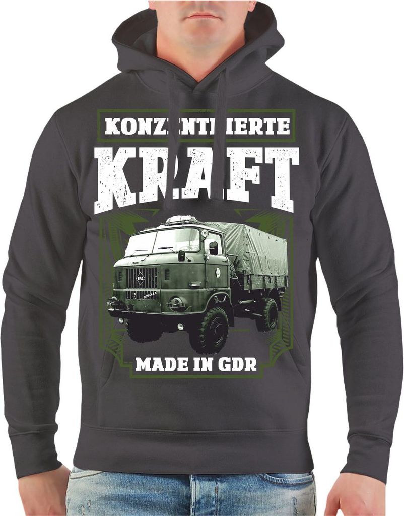 Herren Kapuzenpullover DDR IFA Nutzfahrzeuge W50 Konzentrierte Kraft