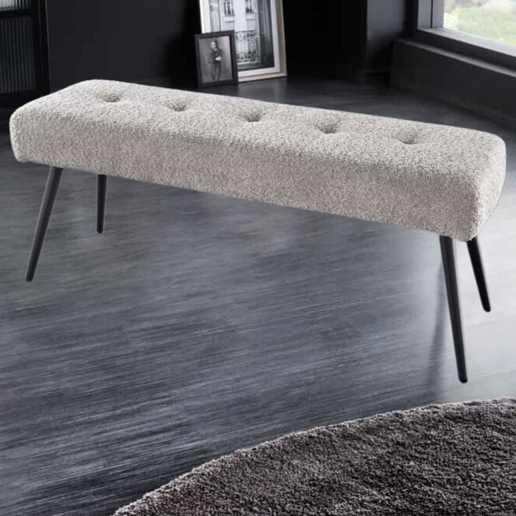 Moderne Sitzbank BELLE 100cm champagner Bouclé Interieur-Tipp