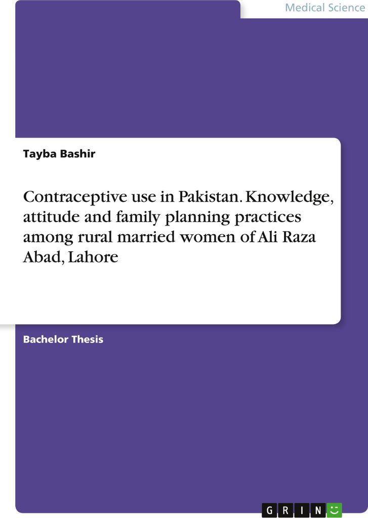 Contraceptive use in Pakistan. Knowledge, attitude and family planning practices among rural married women of Ali Raza Abad, Lahore