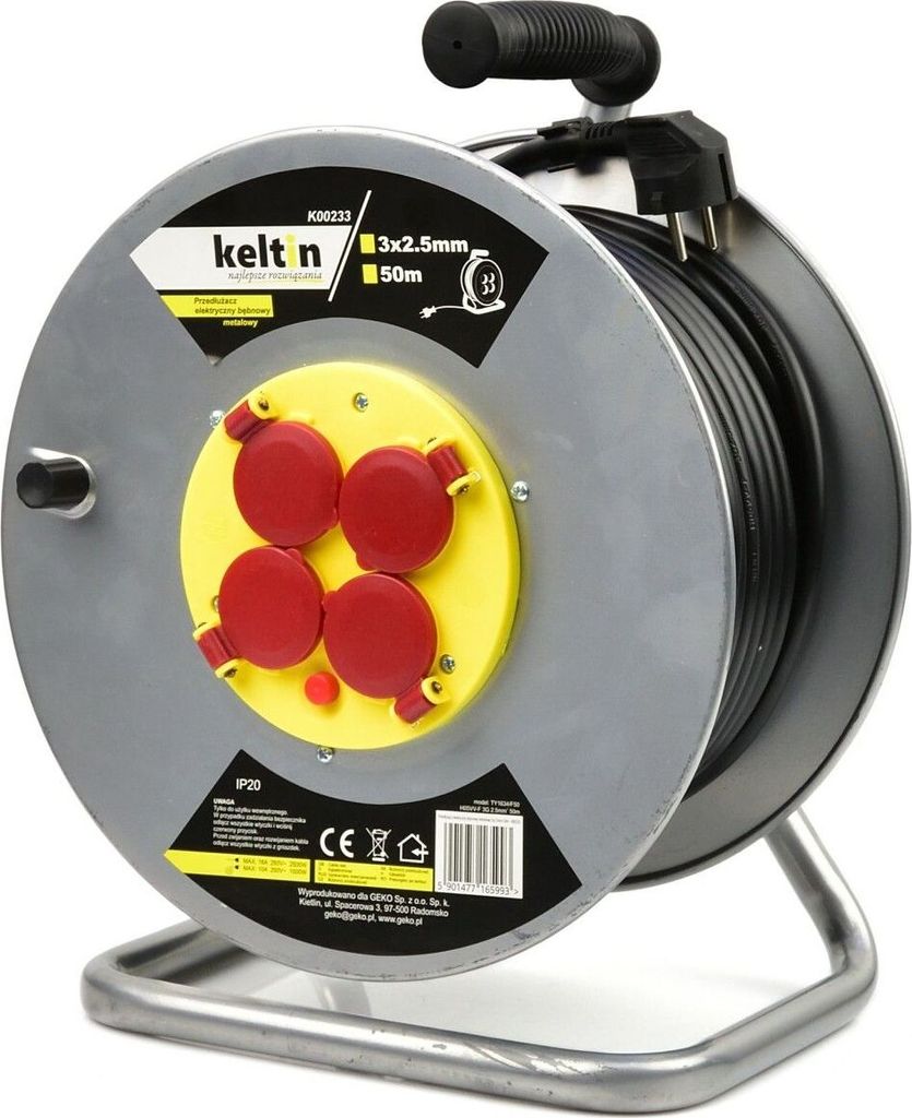 Kabeltrommel stahlblech 50 m, Kabel 3x2,5, 16A, 4 Produktbild 