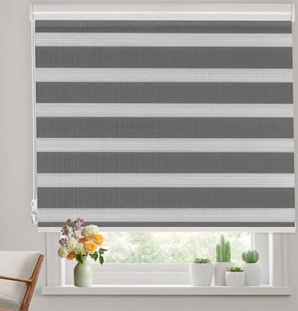 Double Roller Blind Klemmfix Blackout 35 x 150 cm Sonnenschutz tragbare Filmfenster enthält Zubehör Schlafzimmer Küche Dunkelgrau