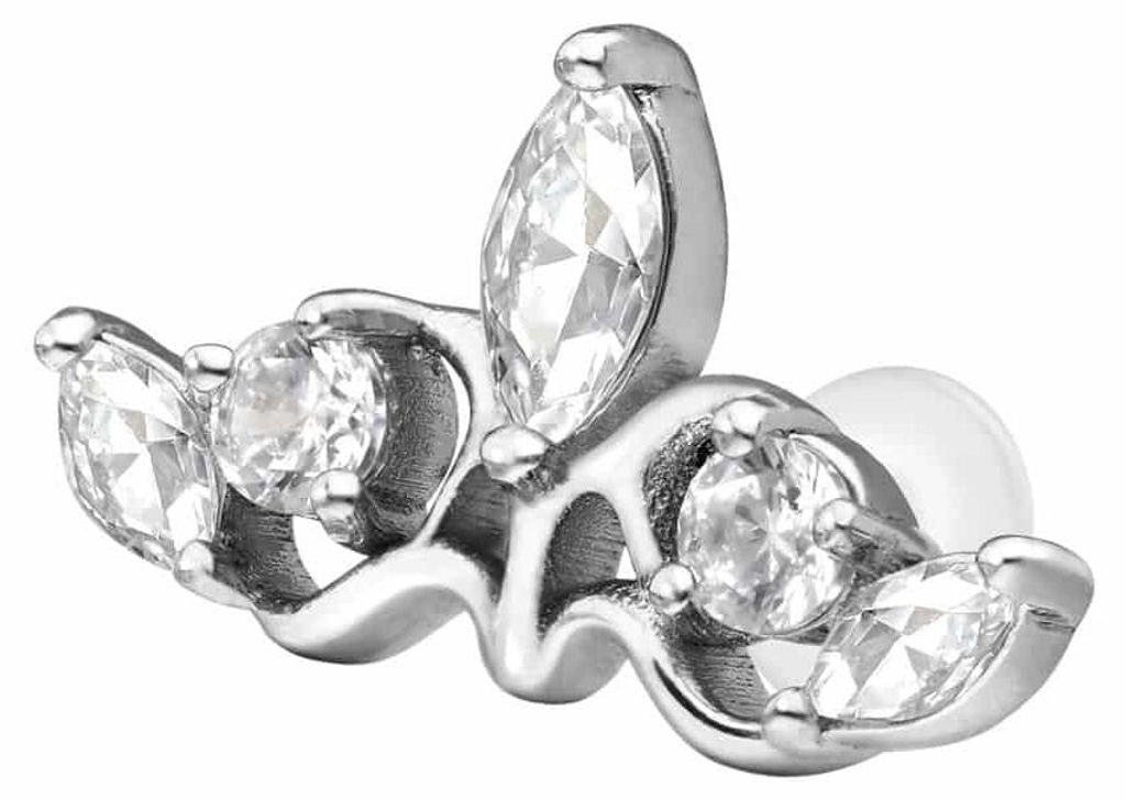 Ohrpiercing, Nasenpiercing PTFE Labret mit Innengewinde + Titan-Aufsatz GOTISCHE KRONE Silber Stablänge: 7mm | Stabstärke: 1,2mm