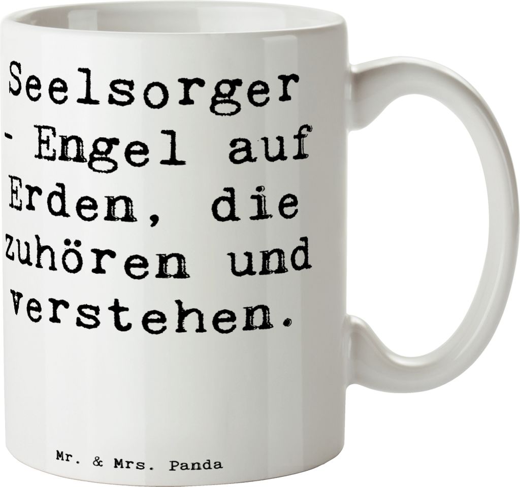 Mr. & Mrs. Panda Kaffeetasse Spruch Seelsorger Engel - Weiß Produktbild 