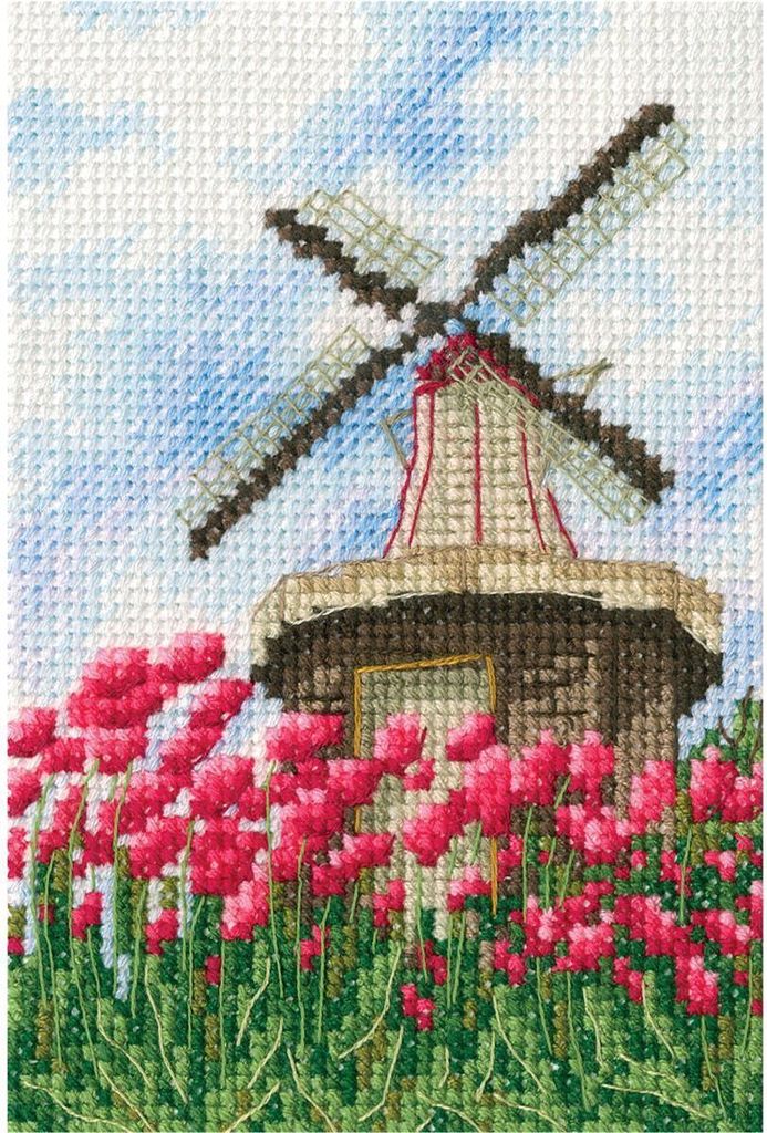 RTO Kreuzstich Set "Mühlen" C284, Zählmuster, 9x13,5 cm