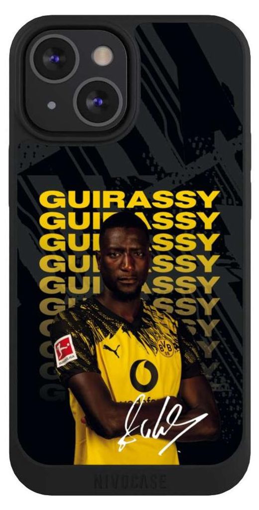 NIVOCASE Handyhülle für Apple iPhone 13 Mini Hülle NIVOpure Case Schwarz BVB Borussia Dortmund Serhou Guirassy