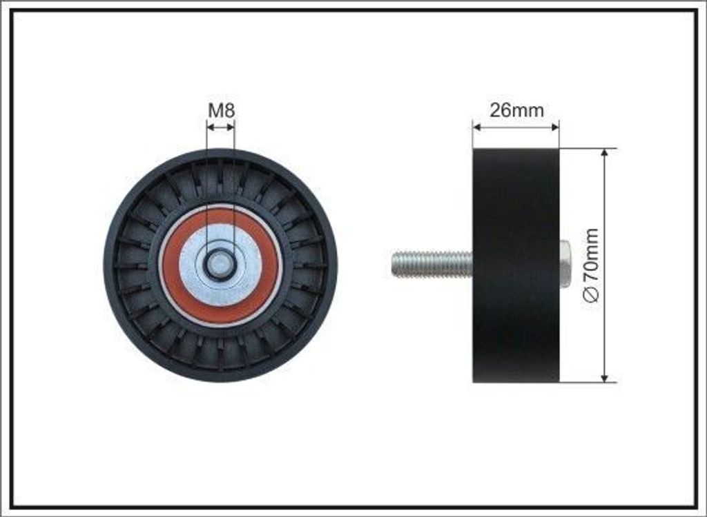 CAFFARO 01-01 Umlenkrolle Keilrippenriemen 70mm passend für MERCEDES-BENZ G-Klasse SUV (W461) für OPEL Zafira A (T98) Omega A Caravan (V87) für ...