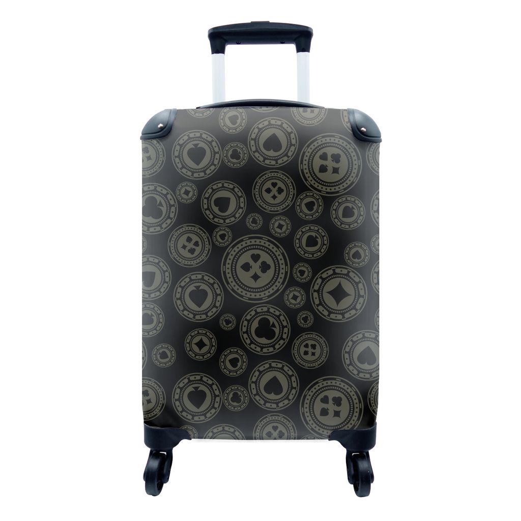 MuchoWow Koffer Handgepäck Trolley Rollkoffer Kleine Reisekoffer mit 4 Rollen - Kasino - Poker - Chips - Muster - Cabin Size < 55x40x23 cm & 55x...