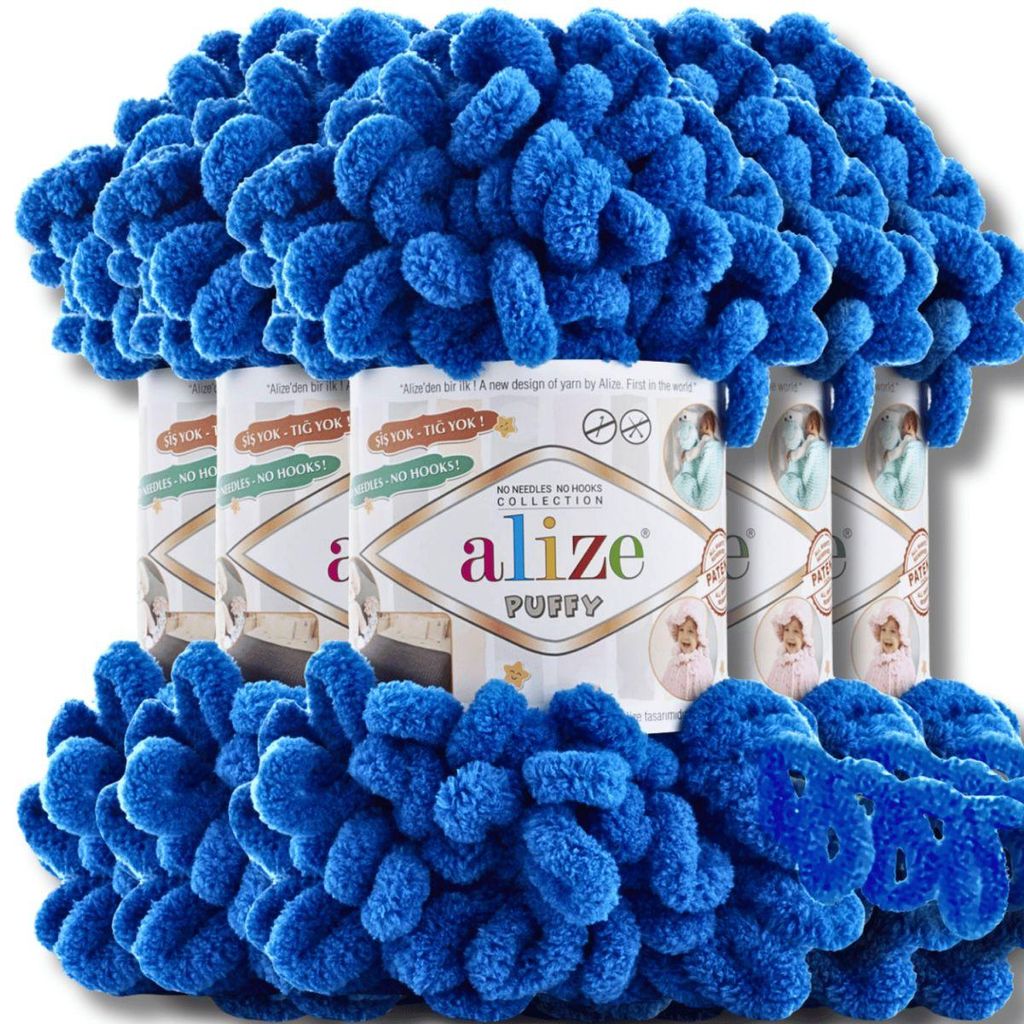 Alize 5x 100g Puffy Wolle, Uni, Häkeln, Stricken (Royal Produktbild 
