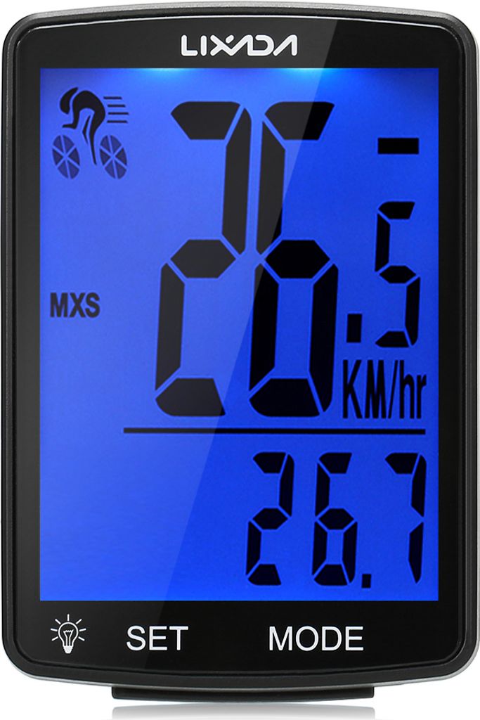 Lixada Fahrradcomputer Drahtloser LCD-Bildschirm Fahrrad Regendichter Tachometer Kilometerzähler 2,8 Zoll Wasserdicht Temperatur, Stoppuhr