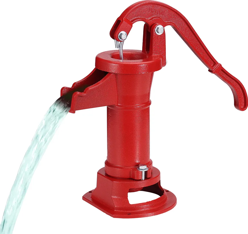 Pompe Manuelle Fonte avec Poignée Ergonomique - Hauteur de 7,6 m Rouge
