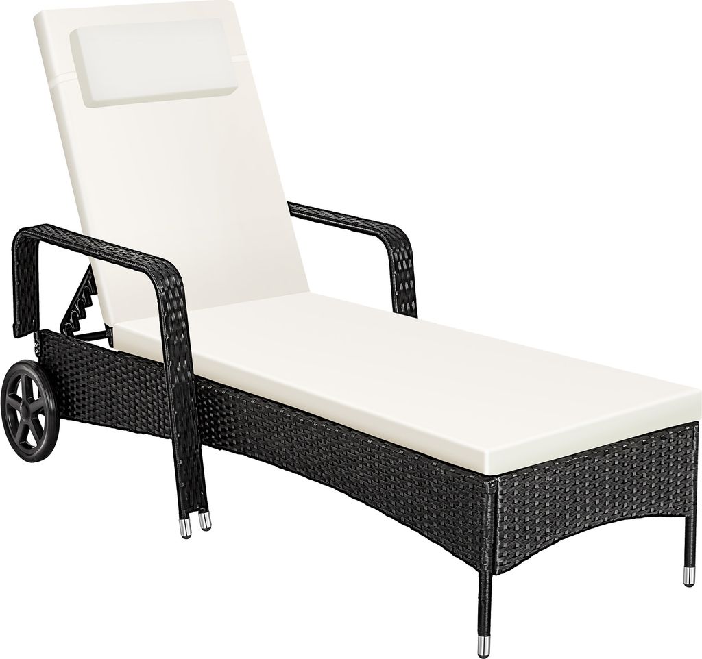 tectake Rattan Sonnenliege 200 x 70 x 33 cm