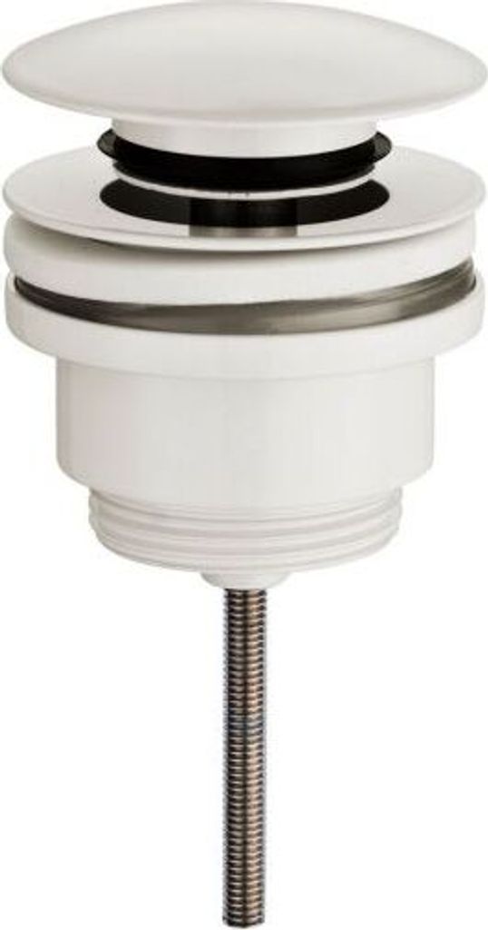 Ablaufventil Ablaufgarnitur, PVD, weiß matt, Push-Open, Ventil, für Waschtisch, mit Überlauf, CARAL 1'1/4"