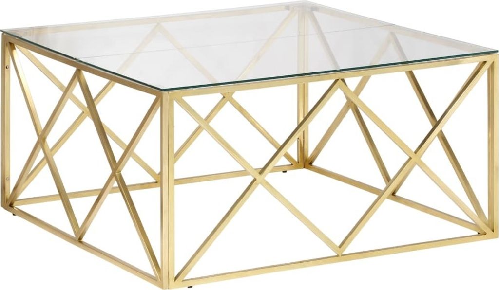 Couchtisch Golden Edelstahl und Hartglas