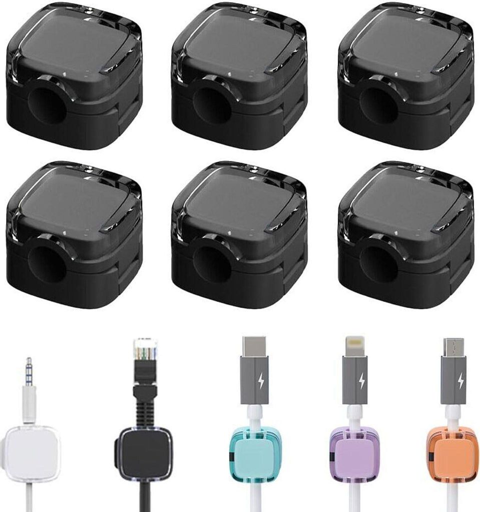 Magnetic Cable Clips – Selbstklebende Kabelorganizer in Transparent Schwarz, Für Schreibtisch, Nachttisch, Ladekabel