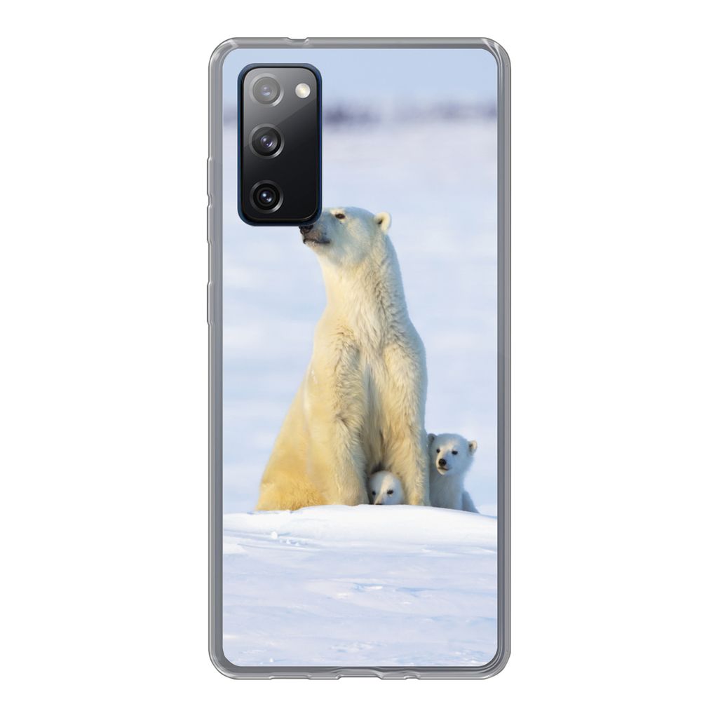 MuchoWow Handyhülle Schutzhülle Hülle für Samsung Galaxy S20 FE Eisbär - Schnee - Jungtiere Silikon Softcase Handy Hülle - Abdeckung