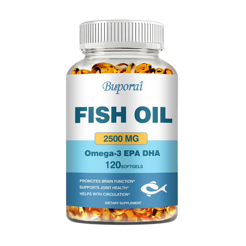 Fish Oil 2500 mg (120 Weichkapseln) Nahrungsergänzungsmittel, Knochen, Gelenke, Augen, Haut