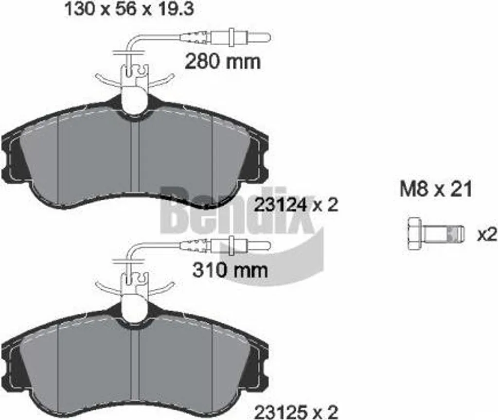 Plaquettes de frein Bendix BPD1147 pour Berlingo et Partner OE 1611335080