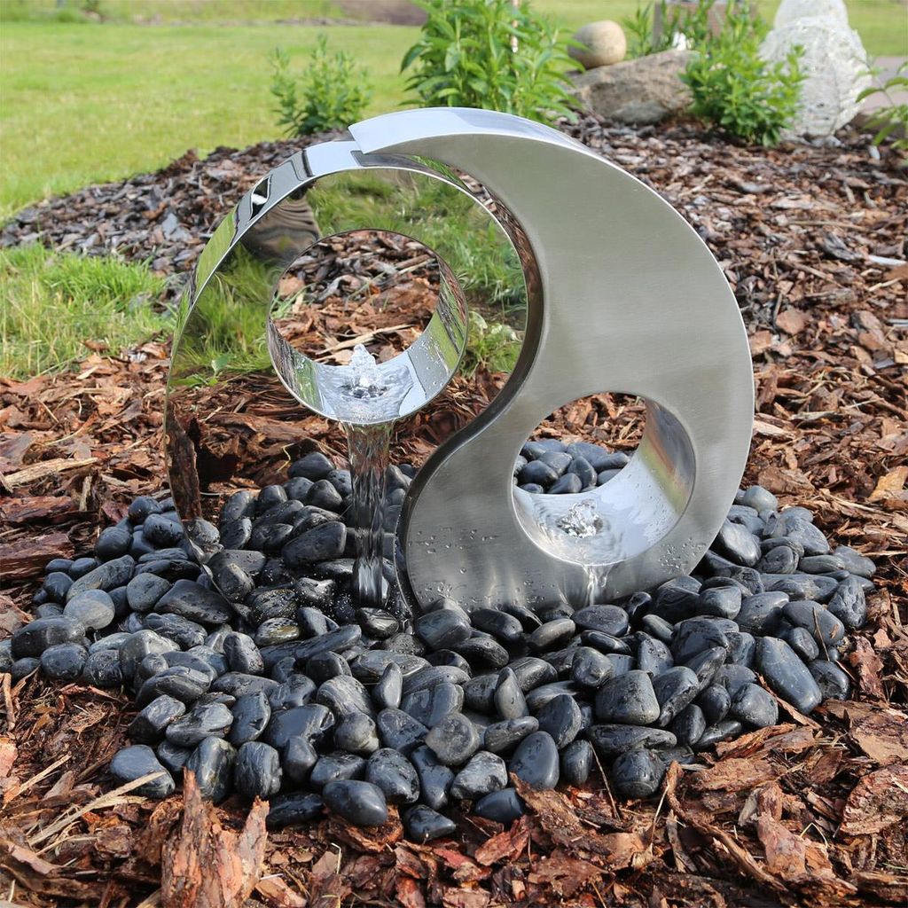 CLGarden Edelstahl Springbrunnen Yin Yang mit LED Produktbild 