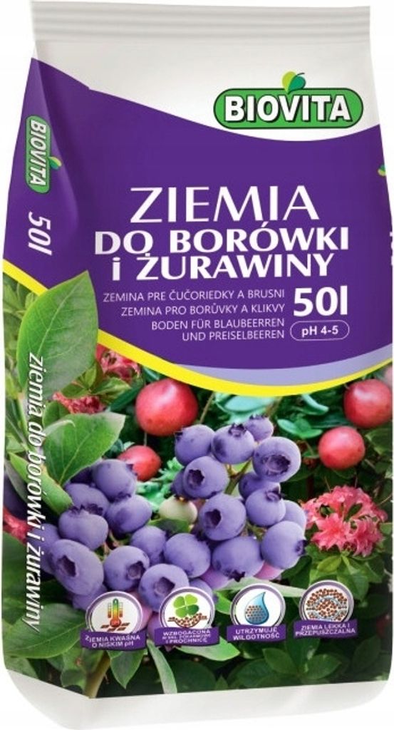 Erde für Heidelbeeren und Preiselbeeren 50l - Biovita sauer Produktbild 