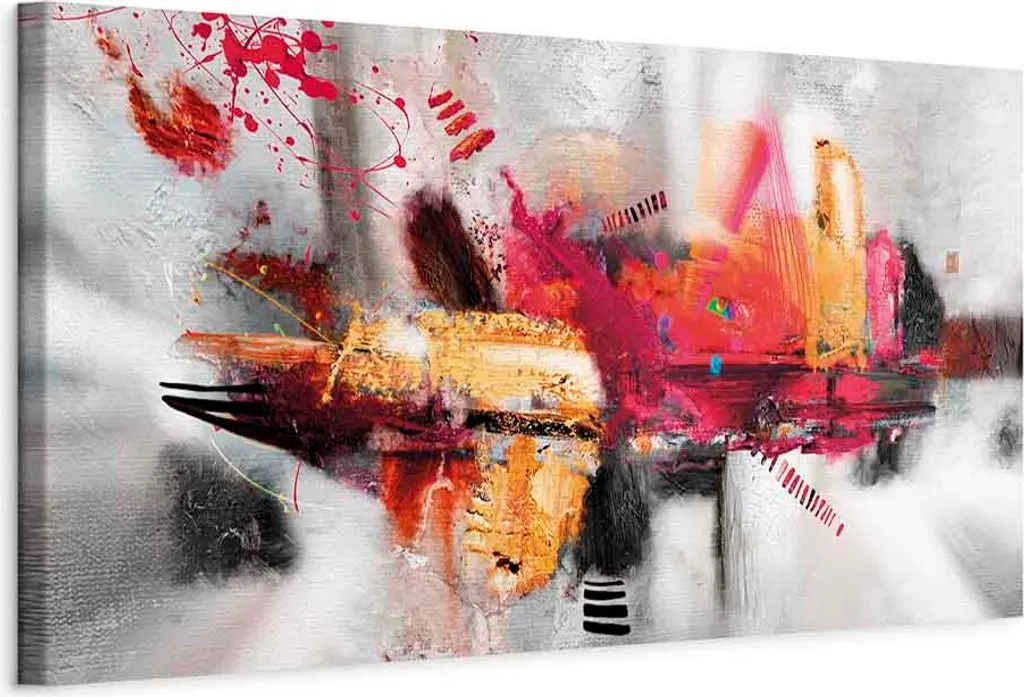 Quadro su tela italiano - Installazione colorata (1 parte) Stretto 135x45 cm Astratto a-A-0735-b-a