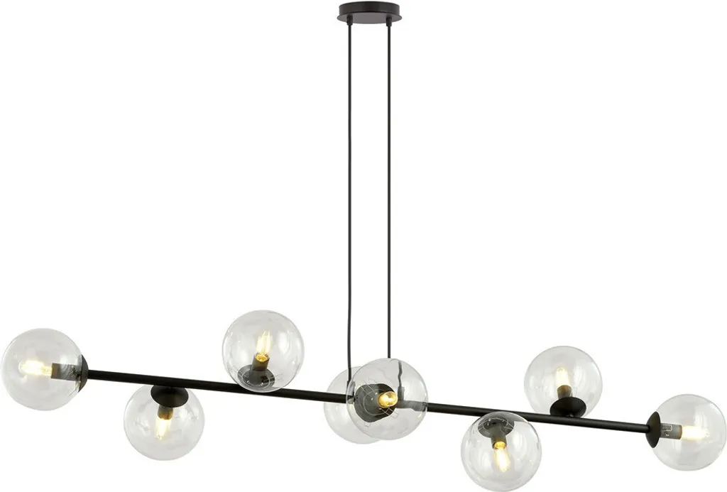 Grand Lustre Suspendu Design 8 Lampes Rossi E14 Noir pour Salon Moderne
