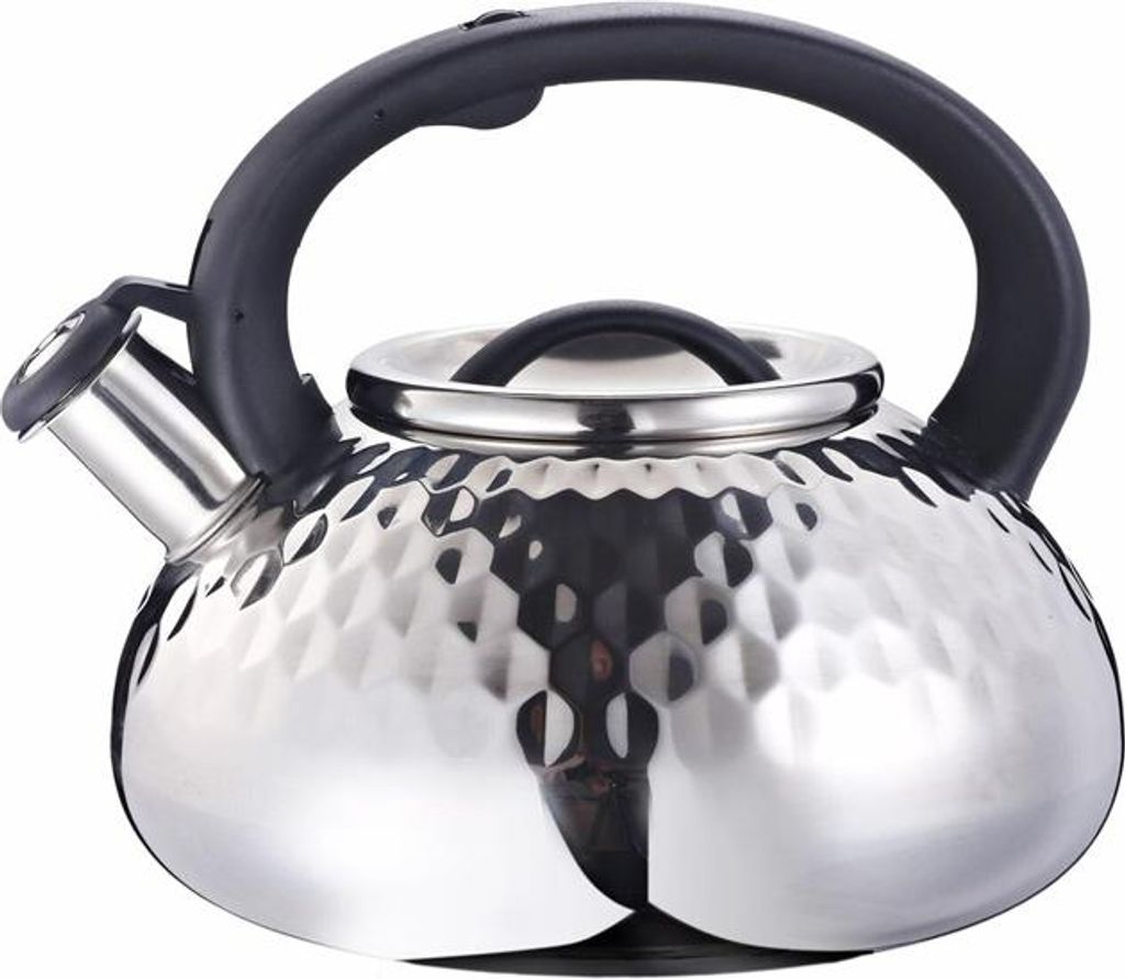 FlötenkesselWasserkocher, Flötenkessel, Edelstahl mit Pfeife Olo 3l Diamant, Silberglanz