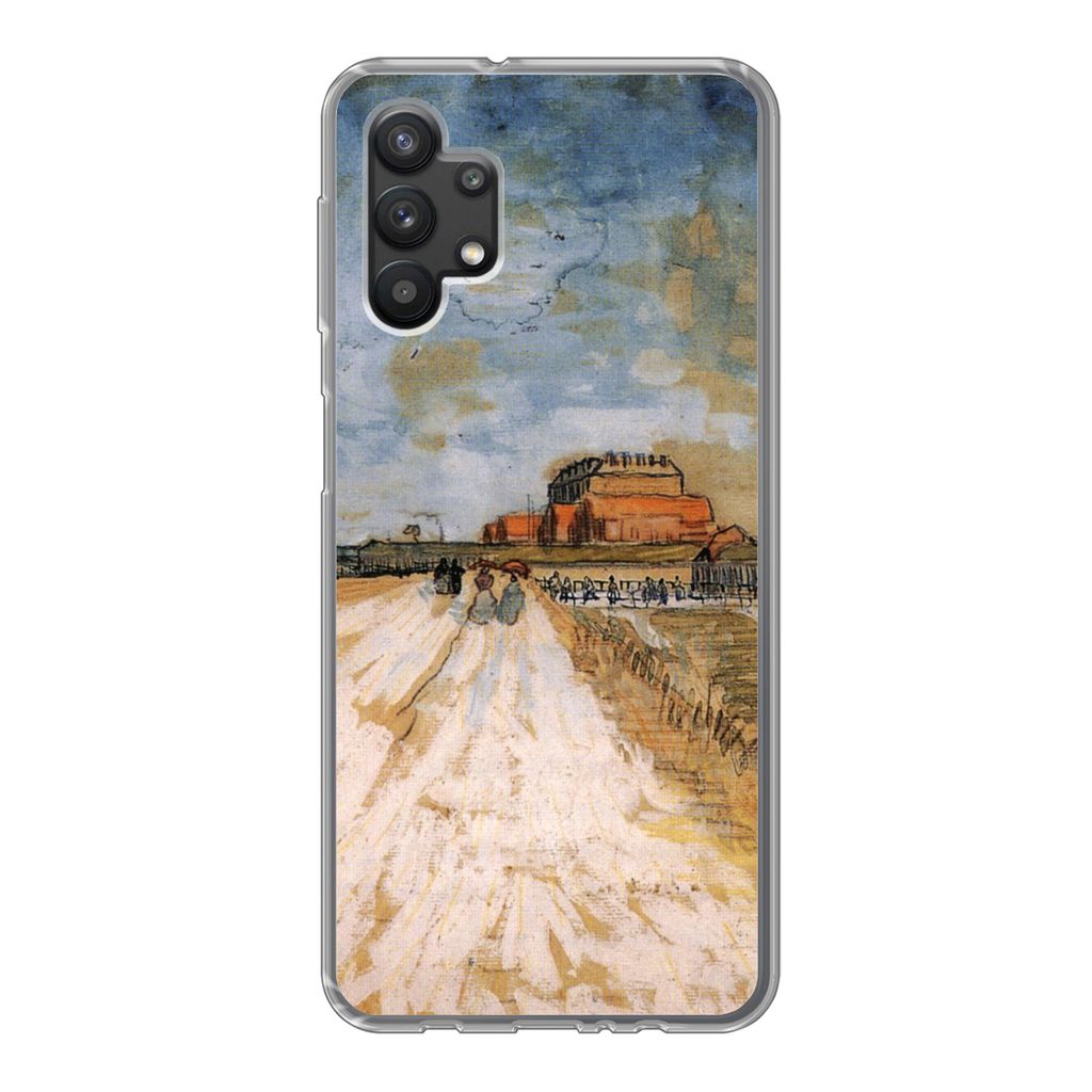 MuchoWow Handyhülle Schutzhülle Hülle für Samsung Galaxy A32 5G Straße entlang der Stadtmauern von Paris - Vincent van Gogh Silikon Softcase...