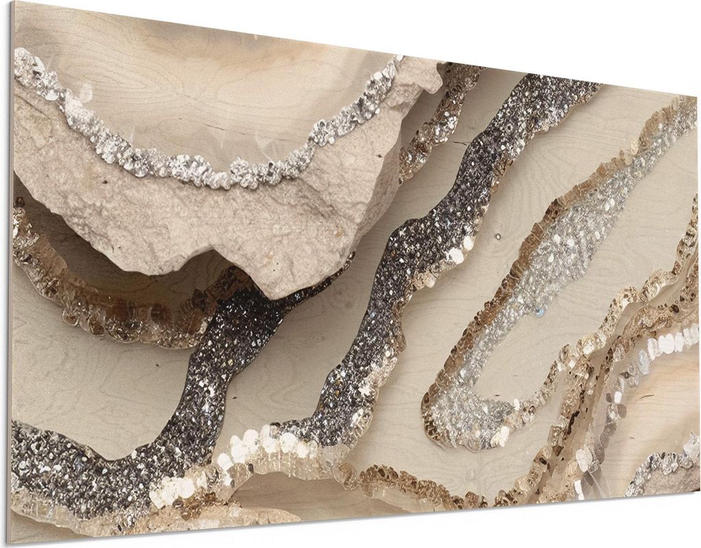 DEQORI Holzbild 100x50 cm 'Funkelnde Steinpracht' Bild auf Holz Wandbild Kunstdruck
