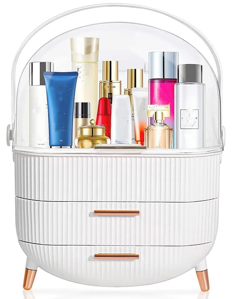Rangement soins de la peau avec poignée et protection poussière