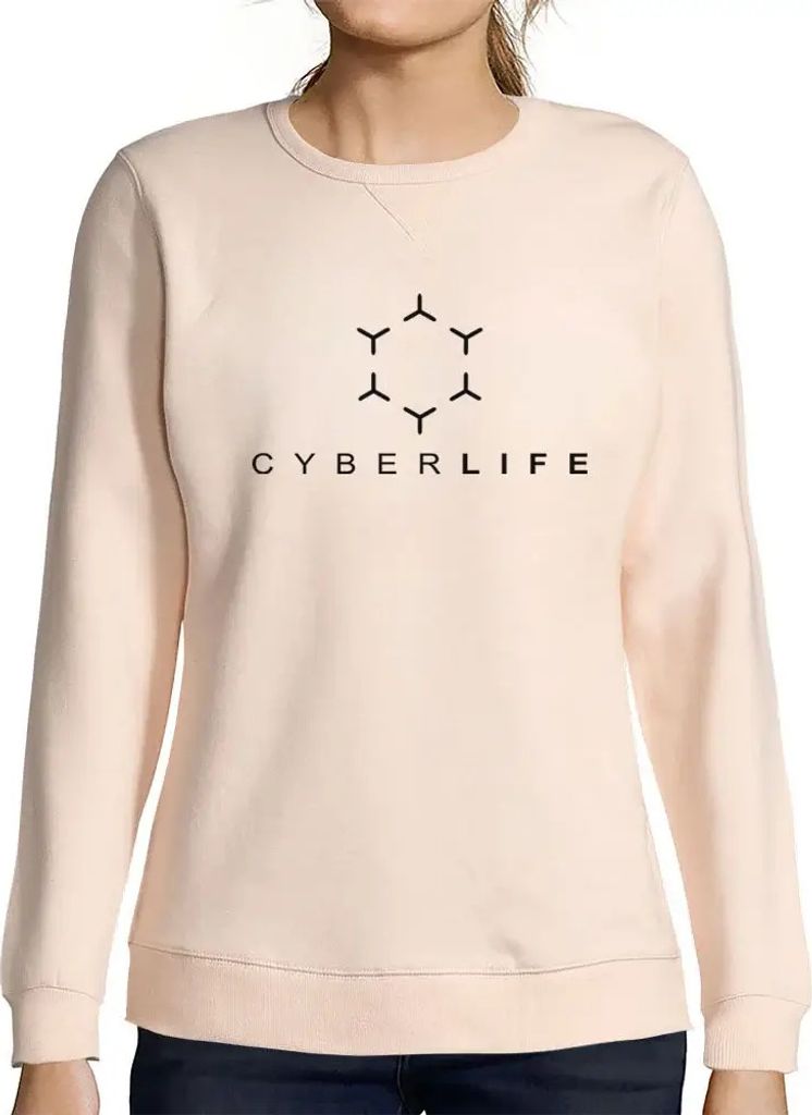 Damen Grafik Sweatshirt mit Aufdruck Cyberleben – Cyberlife – Öko-Verantwortlich Vintage Jahrgang Langarmshirt Pullover Lustige Druck Geburtstag