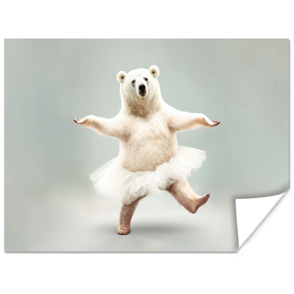MuchoWow Poster Eisbär - Tutu - Weiß - Porträt - Tiere 40x30 cm - Plakate für die Wände - Poster Wohnzimmer