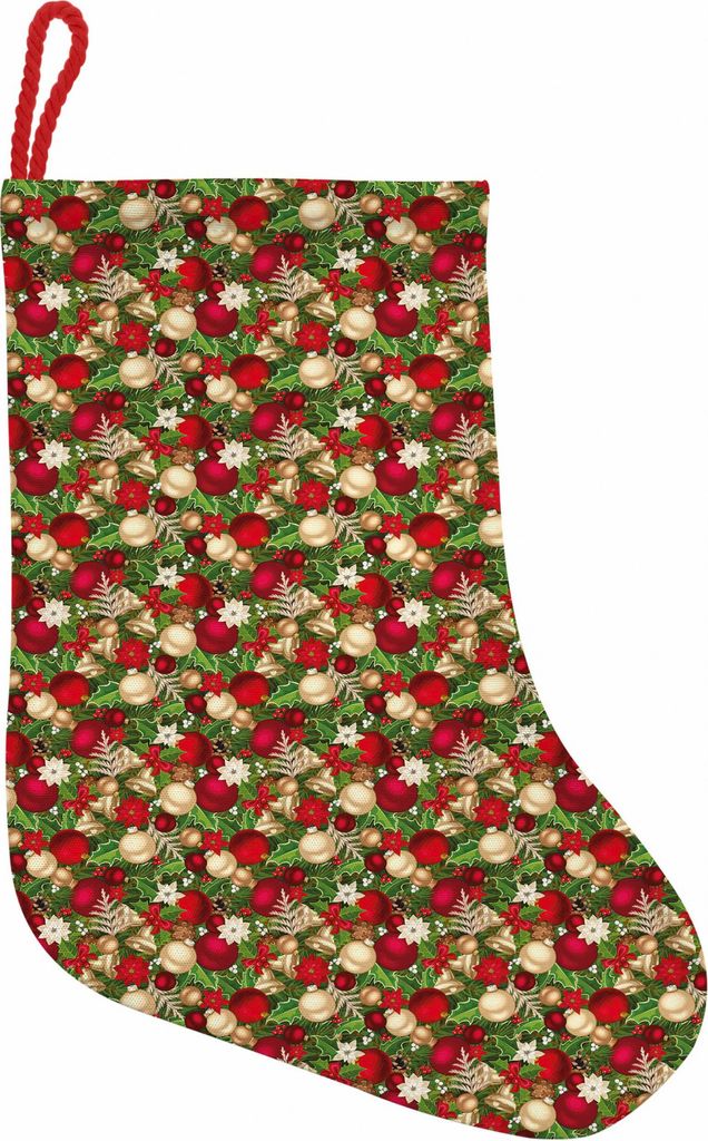 ABAKUHAUS Weihnachten Hängende Nikolausstiefel Weihnachtssocken, Baum-Zweig Glocken, Weihnachtsstrumpf zum Aufhängen, 35x50cm, Mehrfarbig