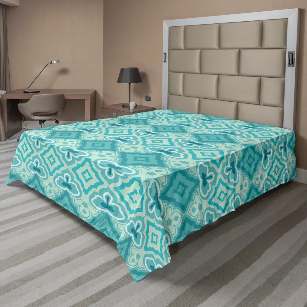 Drap de dessus bleu sarcelle vintage pour une décoration de chambre chic