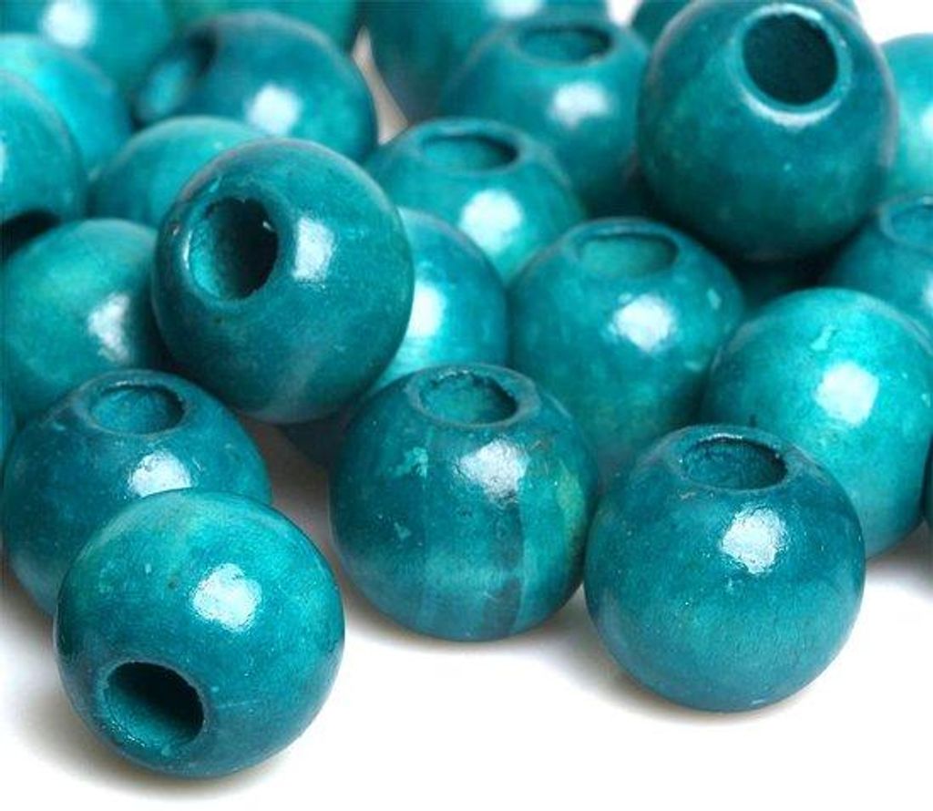 Holzperlen blauugrün 20mm 8mm Loch 50Stück