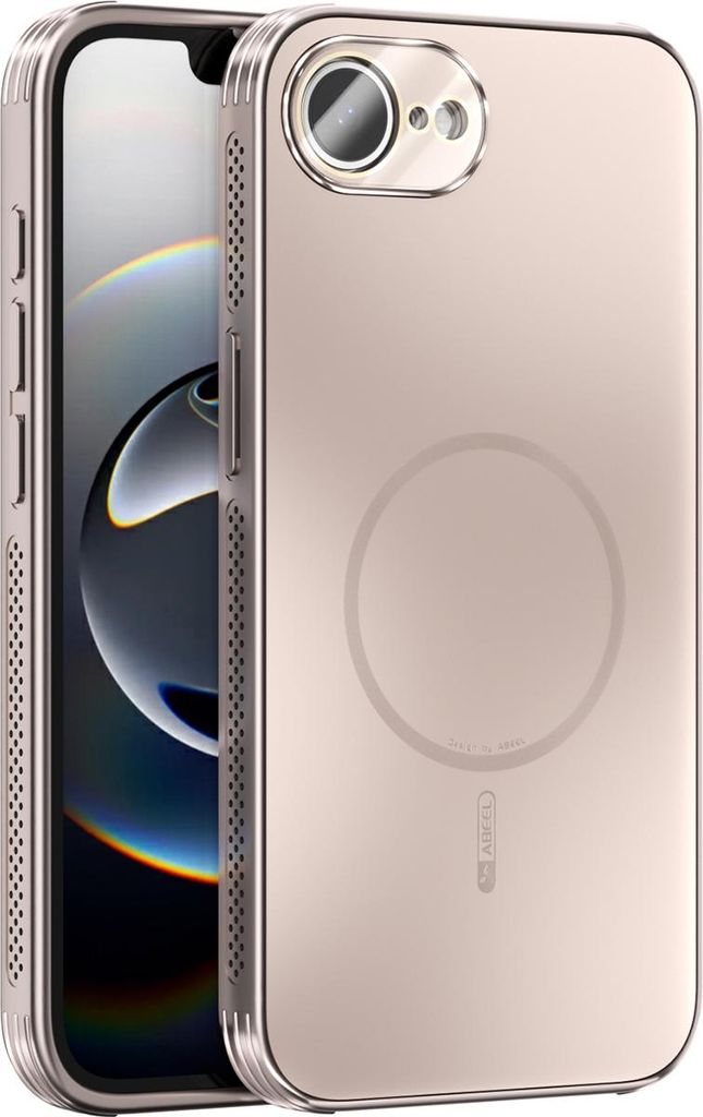 Matte PC TPU Hülle für iPhone 16e/iPhone 17e Magnetische Handyhülle mit Linsenabdeckung und Wärmeableitung Stoßstange Gold